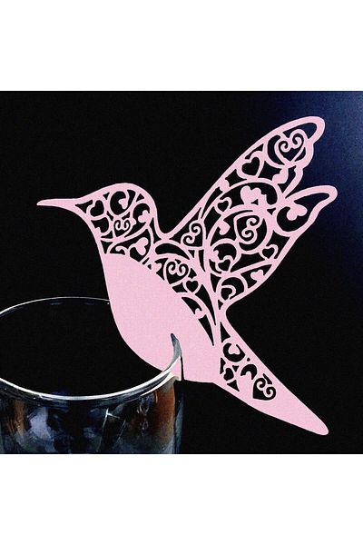 Azexcy Set of 50 Azexcy bird party decorations, paper, pink, 9 x 9.3 cm