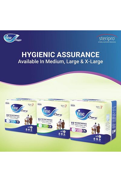 Fine Care Adult Diapers for Incontinence, Medium Size with Thick Panty Design for Maximum Absorbency