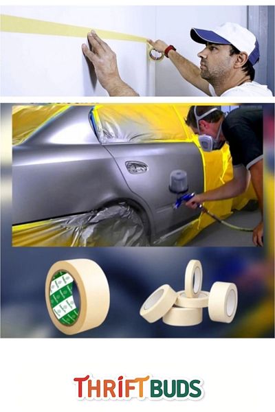 Thriftbuds Heat Resistant Easy to Remove Crepe Paper Non-Marking 25Mt Paint Primer Masking Tape - 1 Piece