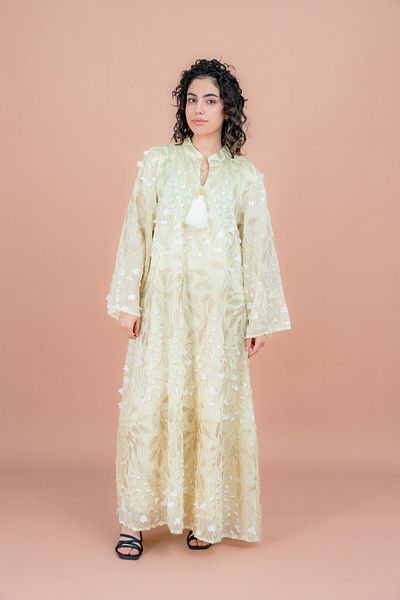 IKKXA Soft Petals Embroidered Jalabiya