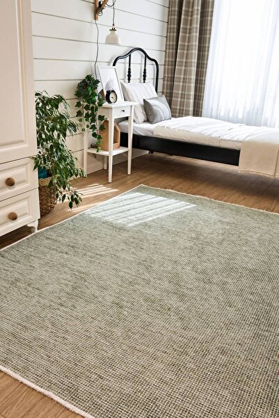 akbel halı & yatak exclusive home design 2416 Su Yeşili - Akrilik Dokuma Halı | Düz Renk Saçaklı Model