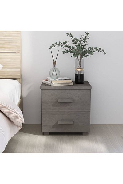 vidaxl Bedside Cabinet HAMAR Light Grey 40x35x44.5 cm Solid Pinewood
