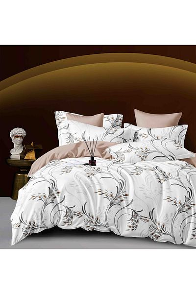 CHIRASO Lenjerie CHIRASO, FINET 6 Piese, 2 Persoane, Cearceaf cu ELASTIC 180x200, Imprimeu Colorat