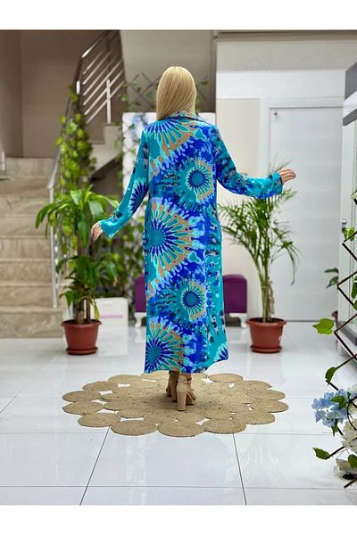 Punta Otantik Sln31104 Cotton Viscose Button-Down Long Selin Dress