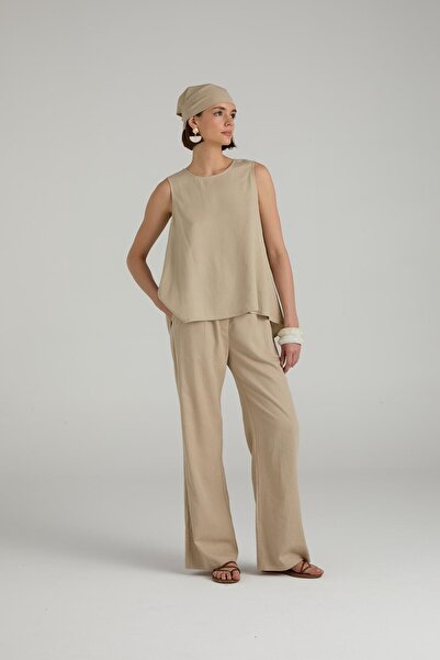 Brand Up Linen Blend Comfort Fit Trousers