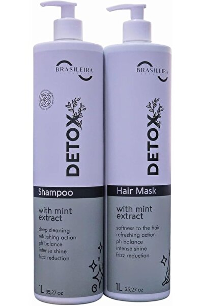 BRASILEIRA مجموعة العناية بالشعر الفاخرة لإزالة السموم، شامبو وقناع إصلاح عمي...