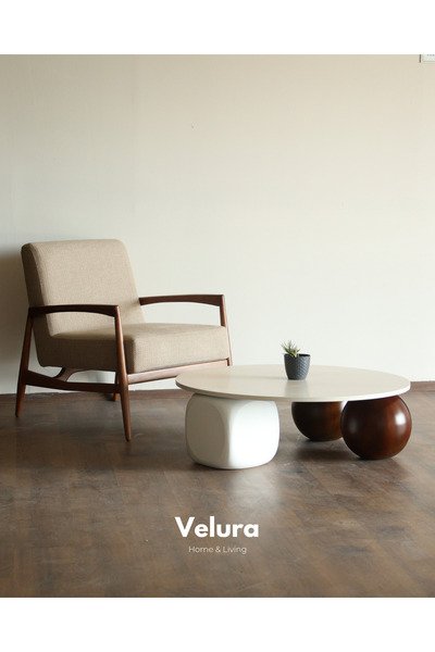 Velura Home & Living Modern Orta Sehpa & Küre Sehpa & Top Sehpa & Beyaz Mdf Y...