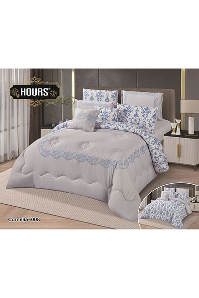 HOURS Double-sided embroidered microfiber single bedspread - 4 pieces