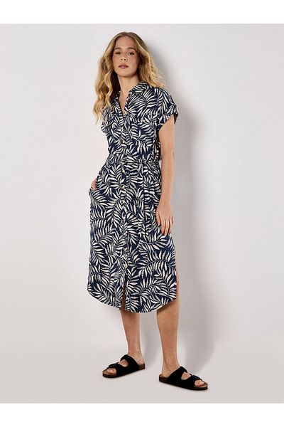 Apricot Fließendes Midikleid Mit Gürtel