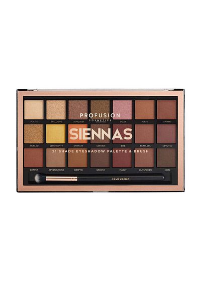 PROFUSION COSMETICS Siennas, Eyeshadow Palette 21 Shades and 1 Brush, Profusion Cosmetics, 245 gr
