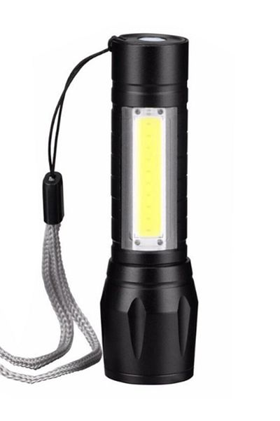 MACON One Piece 9000 LED Mini Zoomable USB Rechargeable Flash Light - Black