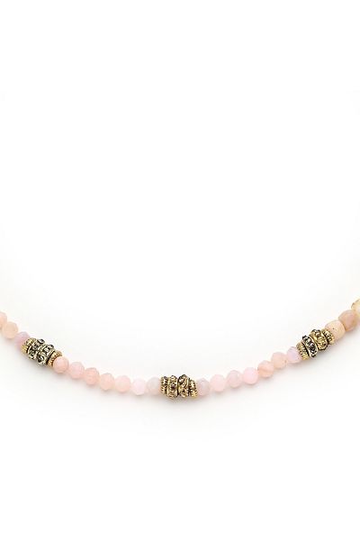 Mon Reve Golden Whisper Pink Quartz Natural Stone Necklace