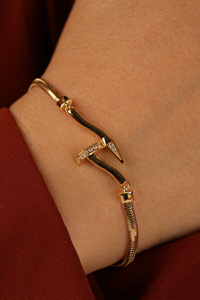 Çgk Çiğdem Gürel Kuyumculuk Balıksırtı Çivi Model Altın Bileklik