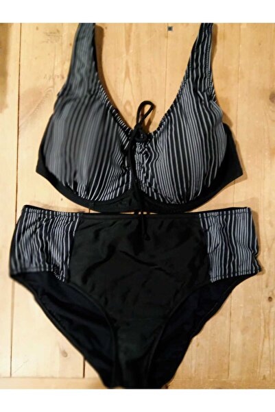 Beach Fashion Balenli Yüksek Bel Bikini Takım