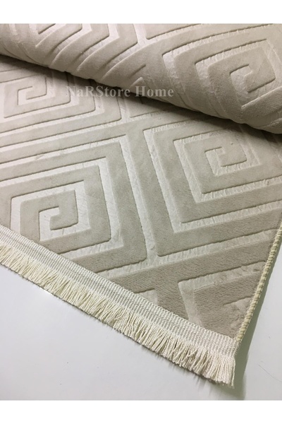 NaRStore Home ELİT EMBOS KAHVE VİZON KAYMAZ TABAN SAÇAKLI KESME HALI YOLLUK