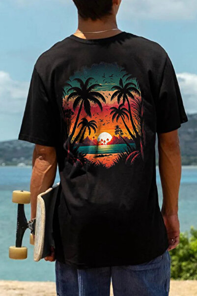 donamod Tricou oversize cu imprimeu Tropical Sun