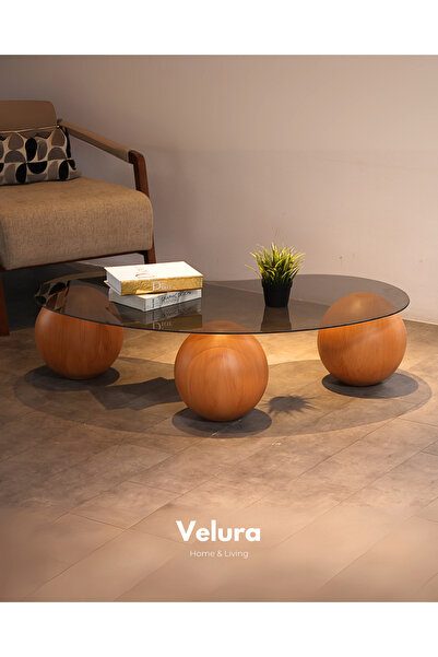 Velura Home & Living Modern Orta Sehpa & Küre Sehpa & Top Sehpa & Füme Fasuly...
