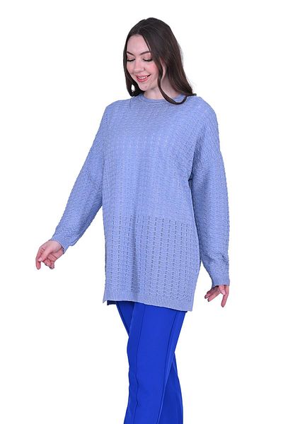 Invee Silvery Ripple Knitwear Tunic ΜΠΛΕ