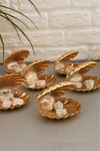 AKSESUAR EVRENİ Brano's Gold Set of 6 Sugar Bowl Turkish Delight Bowl Snack Bowl Coffee Side Presentation Bowl Decorative Special Bowl with Lid