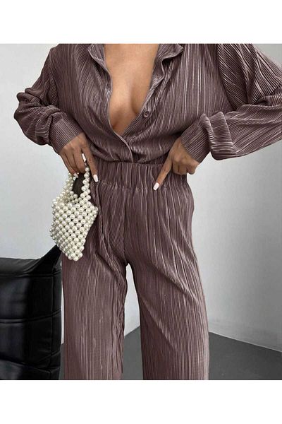 SERBA Pilese Elastic High Waist Loose Leg Women's Pants