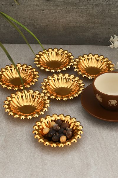 AKSESUAR EVRENİ Welin's Gold Set of 6 Sugar Bowl Turkish Delight Bowl Snack Bowl Coffee Side Presentation Bowl Decorative Bowl