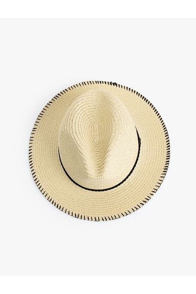 Koton Straw Hat with Stitching Detail