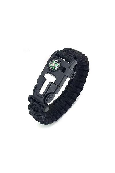 dalimag Bratara de supravietuire in aer liber, tip army, 5 in 1, paracord, busola , fluier, cutit, cremene,