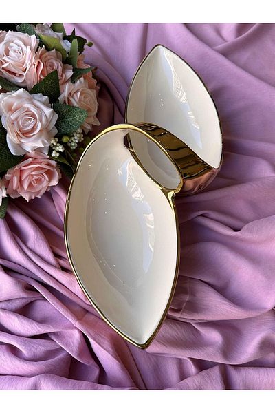 Canba Dream Gold Oval Serving Plate 2 Compartments 43X19 cm