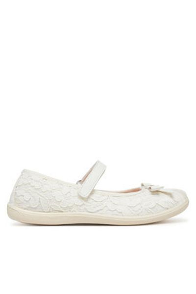 Naturino Balerini pentru fete albi NATURINO-4000713 04 CLARIES 2 BRODATE ALB S