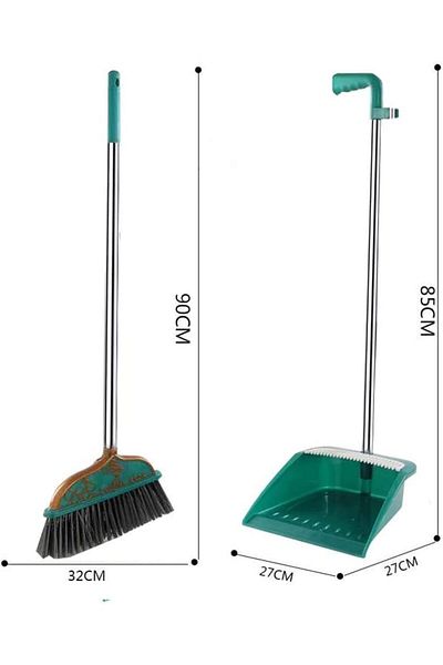 rexa Windproof Soft Brush Broom Set – Extra Long Stainless Steel Handle, Non-Stick Hair Dustpan