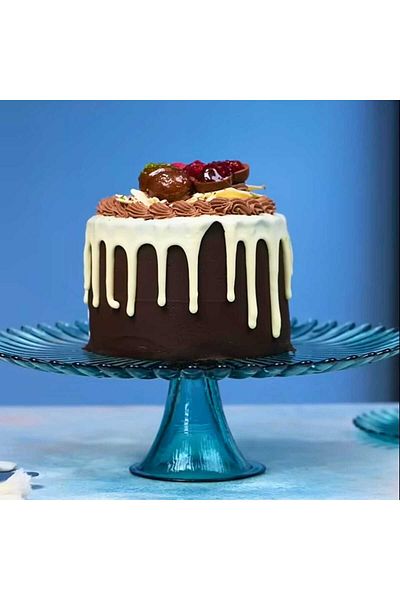 Colorina Flower Patterned Footed Cake, Pie Plate 32 cm