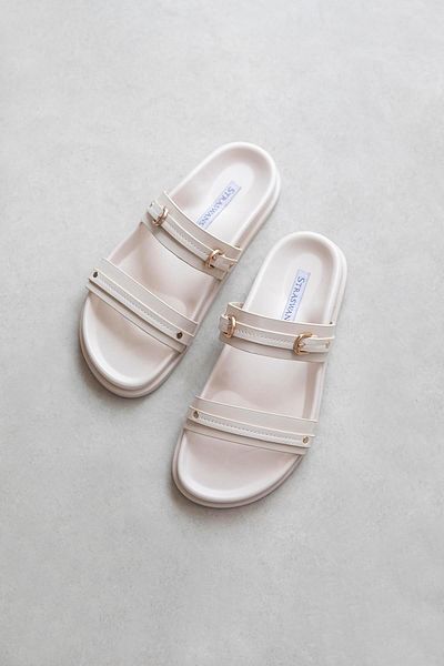 STRASWANS Cistra Women's Daily Comfort Leather Slippers Beige