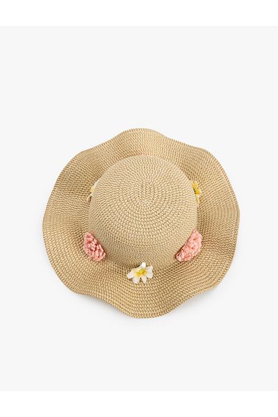 Koton Straw Hat with Flower Detail