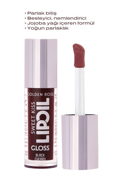 Golden Rose Sweet Kiss Lip Oil Gloss - 08 Black Cherry - Bordo Dudak Parlatıcı Yağ