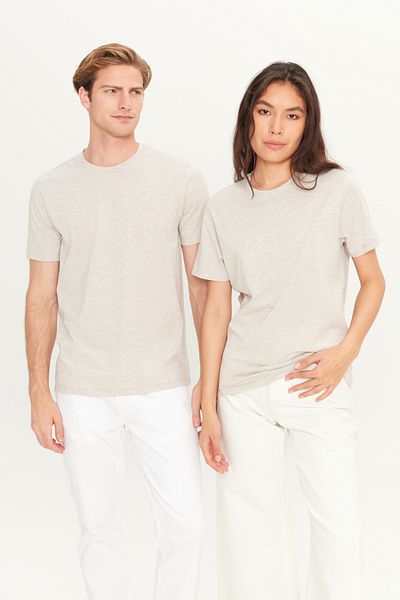 AC&Co / Altınyıldız Classics Beige MelangeSlimFit Crew Neck Men's T-shirt - CottonBasicModel