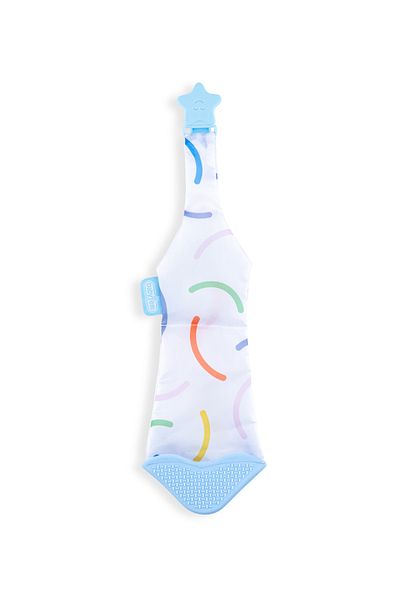 Babyjem Teether Scarf & Tie - Smiling Face - White - Rustling & Comforting Soft Silicone Bpa Free