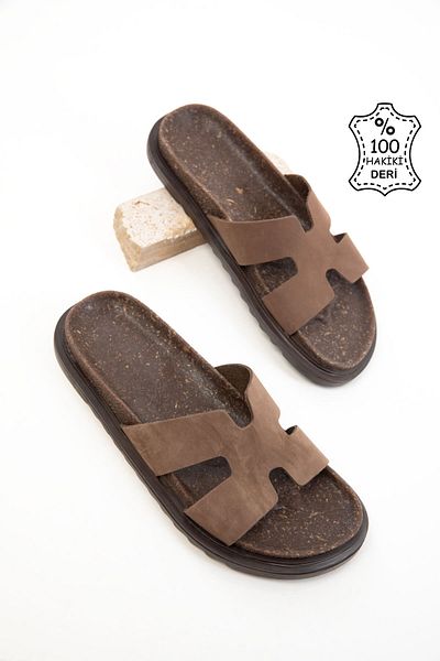 SOHO Γυναικείες παντόφλες Mink Matte Γνήσιο Δέρμα 20684