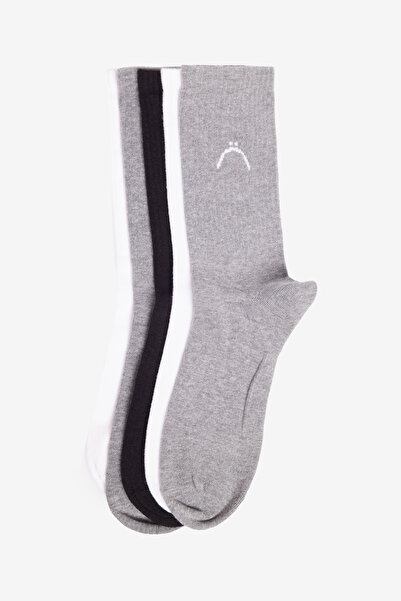 AC&Co / Altınyıldız Classics Мъжки черно-бяло-сиви шарени чорапи от 5 части