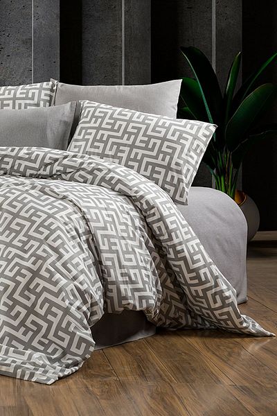 Faiend Cotton Double Duvet Cover Set with Fade-Resistant Anti-Fluffy Fitted Sheets