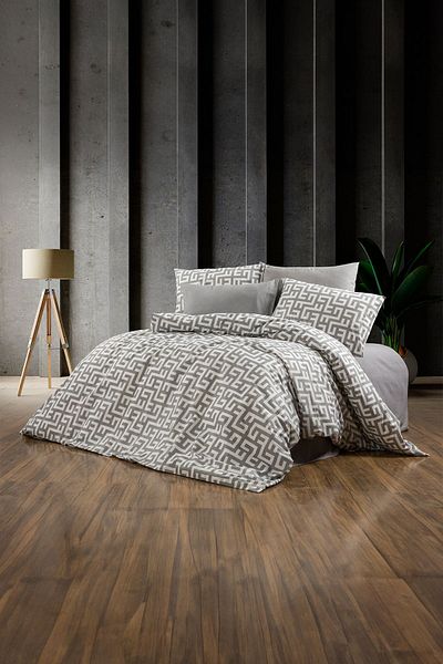 Faiend Cotton Double Duvet Cover Set with Fade-Resistant Anti-Fluffy Fitted Sheets