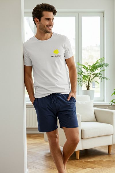 Trendyol Collection Regular Fit Printed Knitted Pajamas Set - Ecru and Navy Tmnss25Pt00019