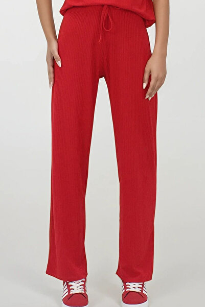 Trend Alaçatı Stili Women's Red Crew Neck Short Sleeve T-Shirt and Trousers Set Alc-X14069