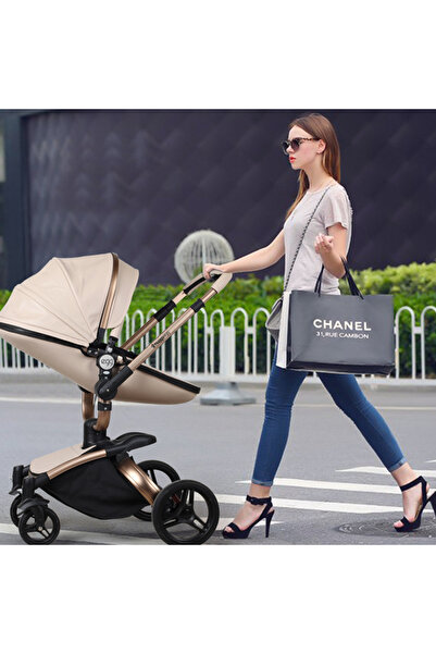 Huggy Egg 6 in 1 Krem Çift Yönlü Travel Sistem Bebek Arabası 360 Derece Döner