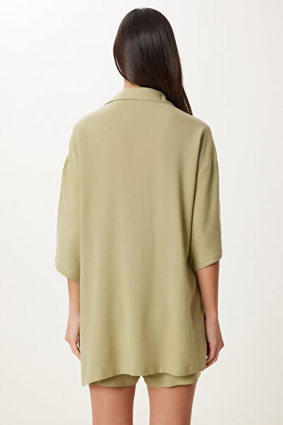 Happiness İstanbul Női olíva zöld fűzős részletes vászon alsó felső szett GP00021