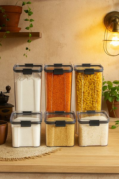 Trendyol Collection 3-Piece 700ml & 3-Piece 1300ml Storage Container with Lid Tphss25Skb00000