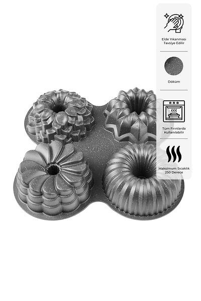 Emsan Griss Four In One 4-Piece Gray Cake Mold
