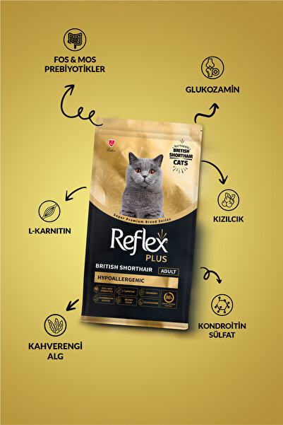 Reflex Plus British Shorthair Yetişkin Kedi Maması 8 Kg