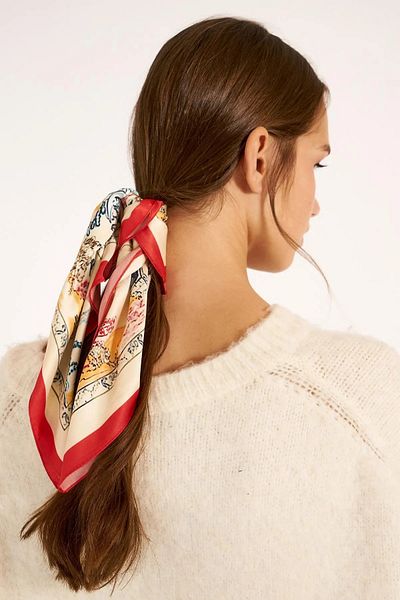 Axesoire 13465 Ethnic Patterned Red Bordered Bandana Scarf