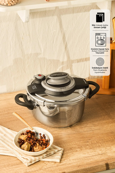 Emsan Montana Siyah Gri Düdüklü Tencere 6 Litre