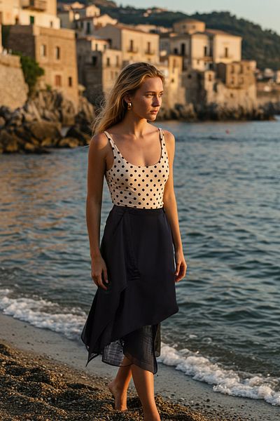 Trendyol Collection Black Midi Woven Flared Cotton Beach Skirt Tbess25Et00013